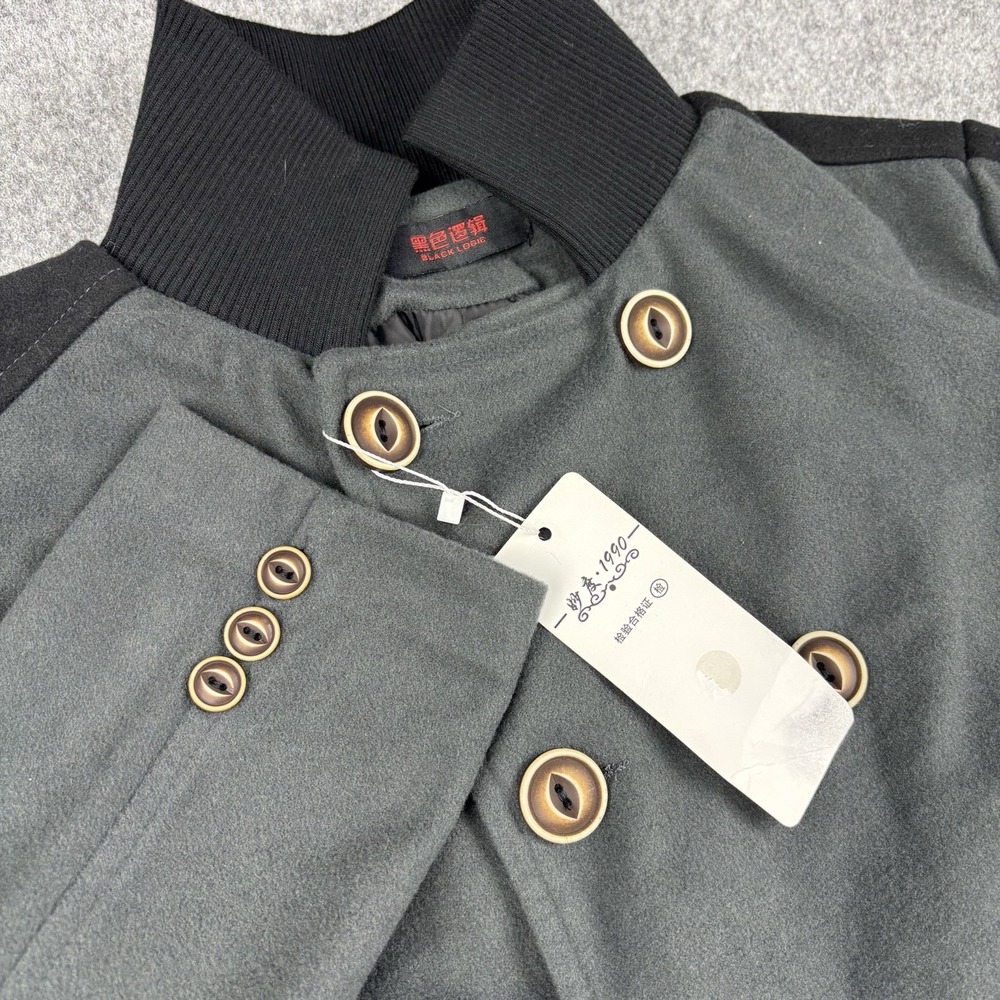 Black Logic Peacoat Jacket Womens Small Gray Double Breasted Military Style